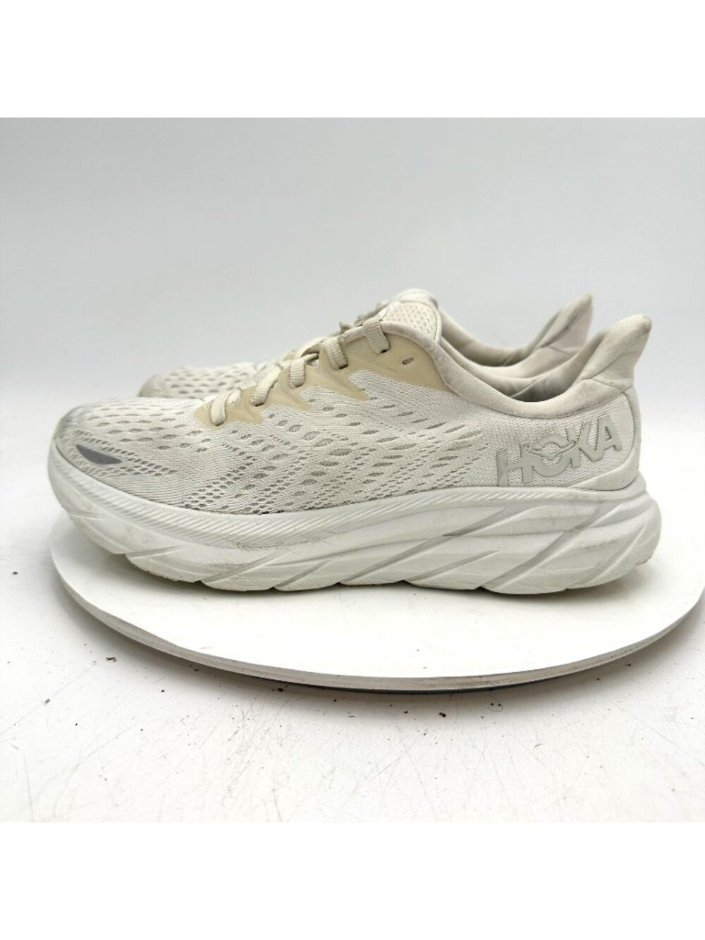 Hoka One One Clifton 8 Women Size 7.5B 1119394-WWH White Running Shoes
